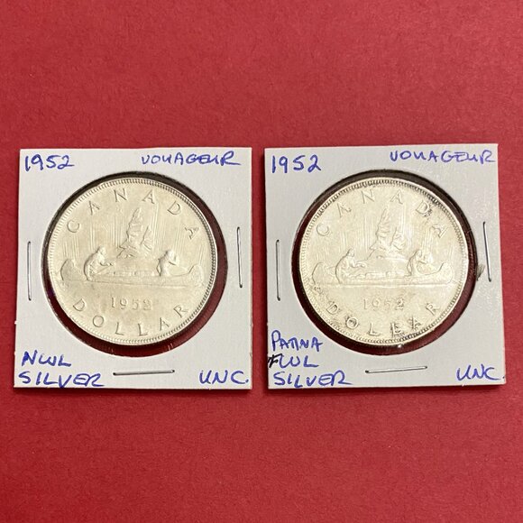 Thrilling Uncirculated Pair of 1952 Canada Silver $1 Coins! - Picture 1 of 16